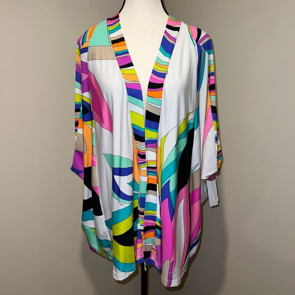 Trina Turk St. Tropez Bright Colorful Batwing Kimono Swim Coverup NEW Size M - Picture 13 of 13